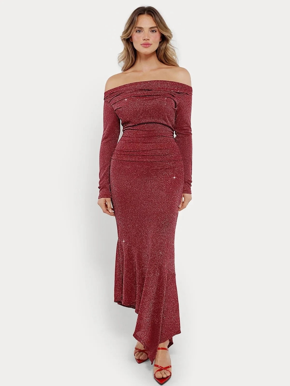 Popilush Metallic Knit Shapewear Mermaid Maxi Dress Small Nwot